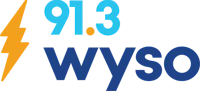 a blue, orange, and yellow logo with a candle in the middle
