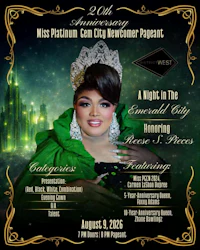 a flyer for the miss platinum can november city pageant